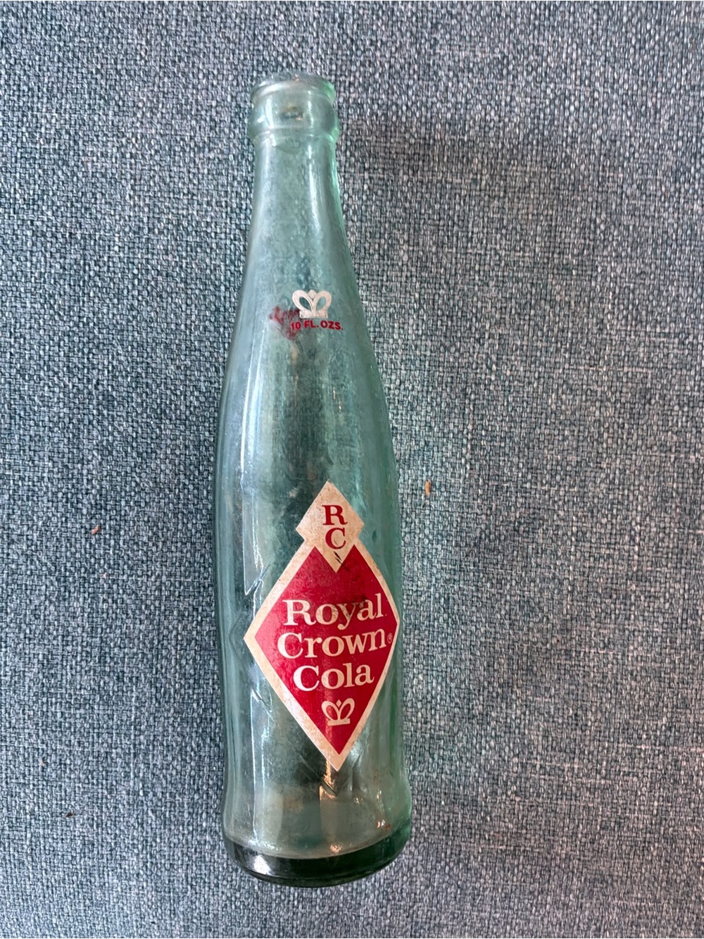Vintage Glass Bottle from Royal Crown cola 10 oz- Green